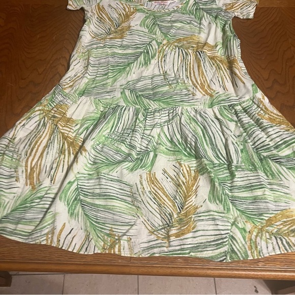Hula Moon By Jams World Short Sleeve Mini Dress Astoria Leaf Print XS Relaxed - Picture 4 of 14